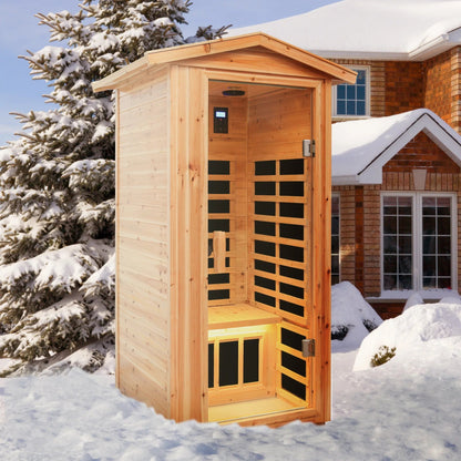 One Person Far Infrared Old Fir Outdoor Sauna Room