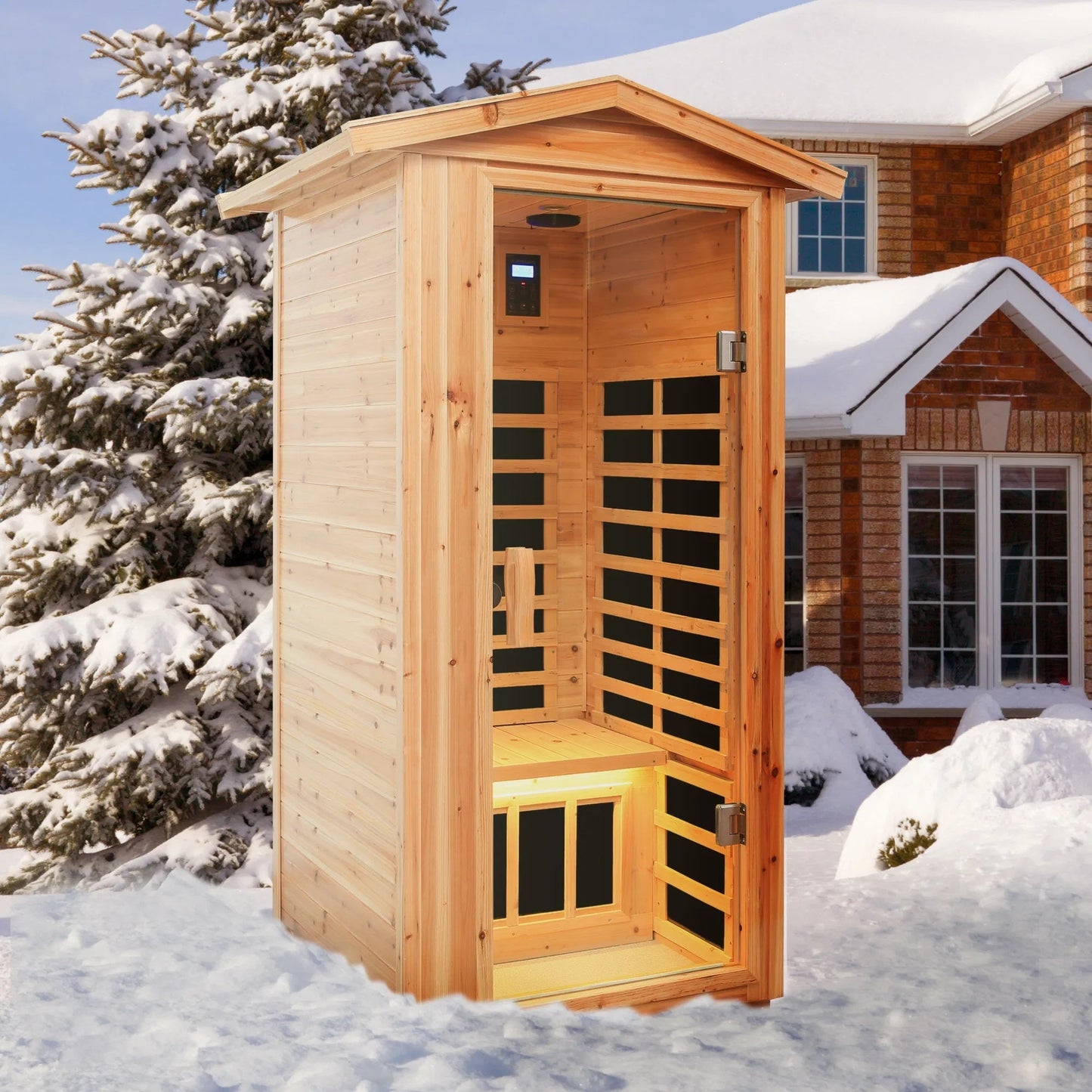 One Person Far Infrared Old Fir Outdoor Sauna Room